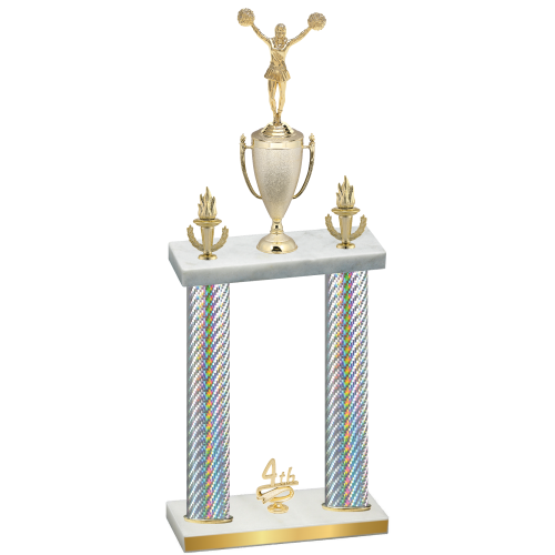 Double Silver Carbon Fiber Fourth Place Cheerleading Trophy