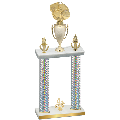 Double Silver Carbon Fiber Fourth Place Basketball Trophy