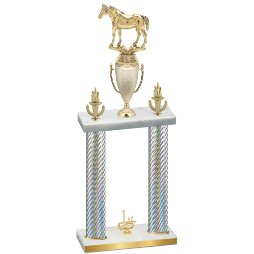 Double Silver Carbon Fiber First Place Horses Trophy