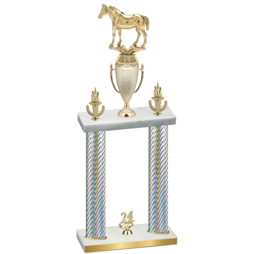 Double Silver Carbon Fiber Year Horses Trophy