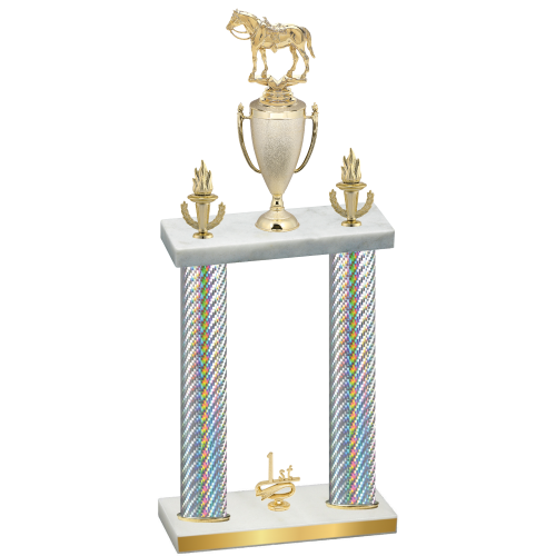 Double Silver Carbon Fiber First Place Horses Trophy