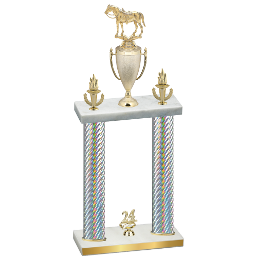 Double Silver Carbon Fiber Year Horses Trophy