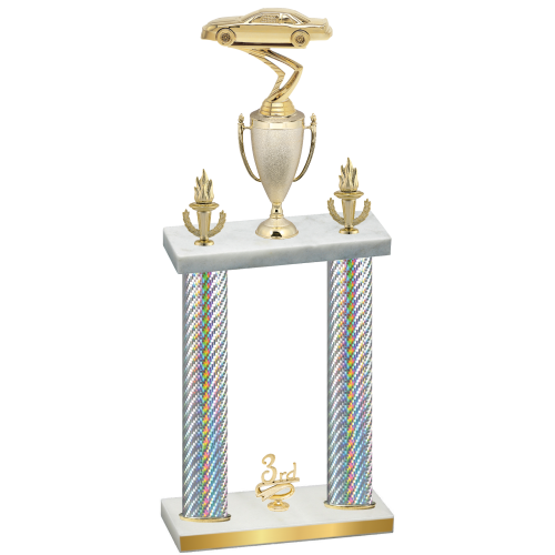 Double Silver Carbon Fiber Third Place Cars Trophy