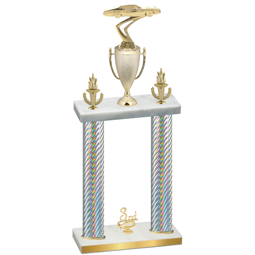 Double Silver Carbon Fiber Third Place Cars Trophy