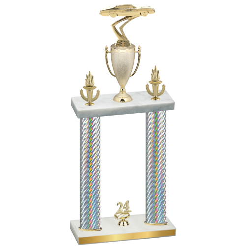 Double Silver Carbon Fiber Year Cars Trophy