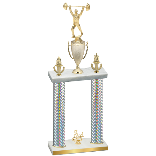 Double Silver Carbon Fiber Third Place Weights Trophy