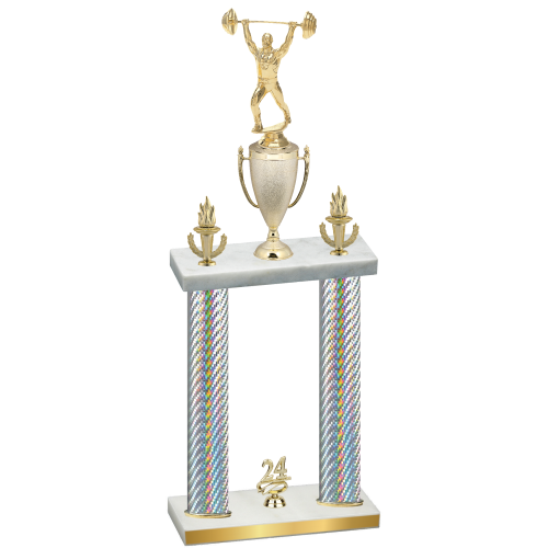 Double Silver Carbon Fiber Year Weights Trophy