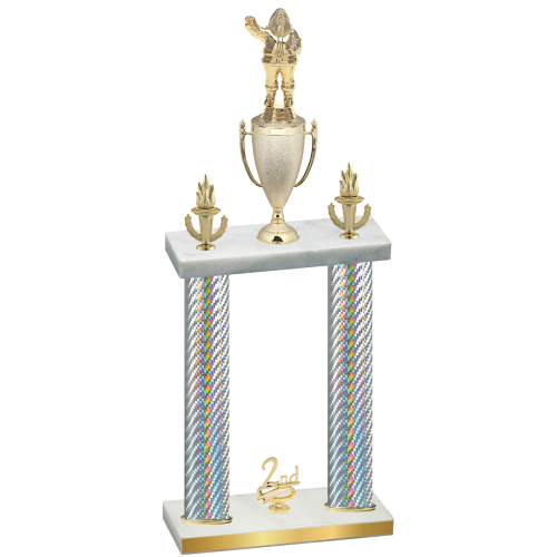 Double Silver Carbon Fiber Second Place Holiday Trophy