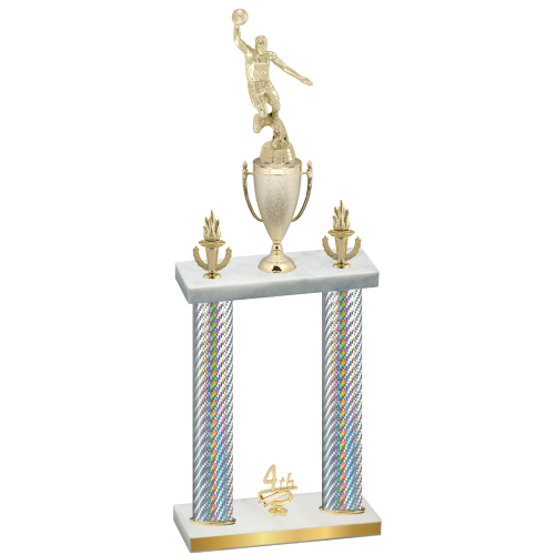 Double Silver Carbon Fiber Fourth Place Basketball Trophy