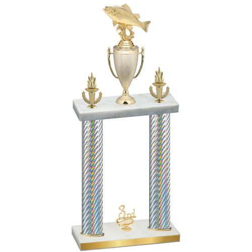 Double Silver Carbon Fiber Third Place Fishing Trophy