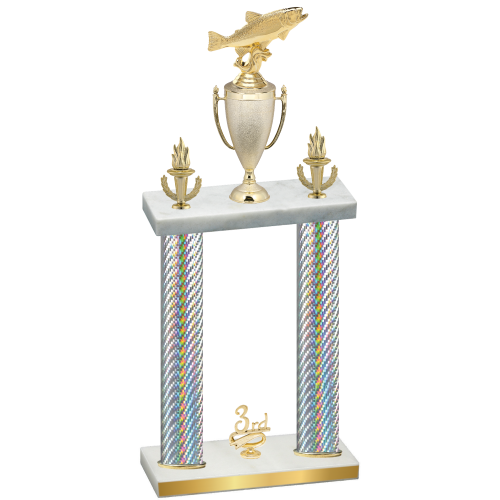 Double Silver Carbon Fiber Third Place Fishing Trophy