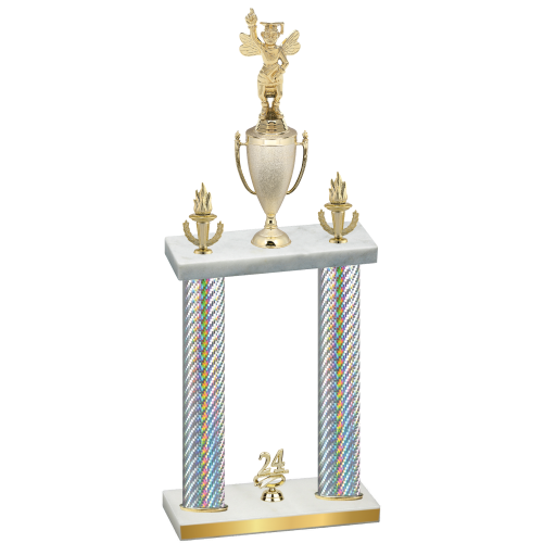 Double Silver Carbon Fiber Year Academics Trophy