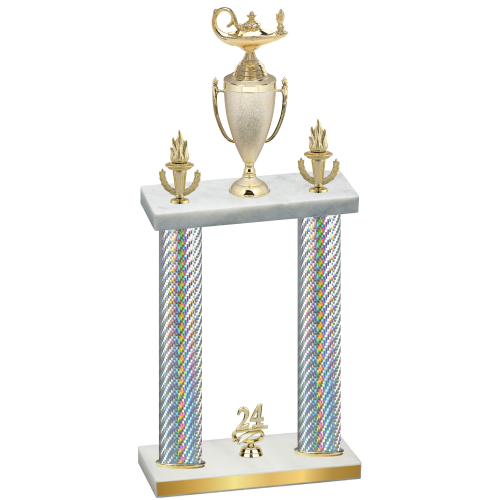 Double Silver Carbon Fiber Year Academics Trophy