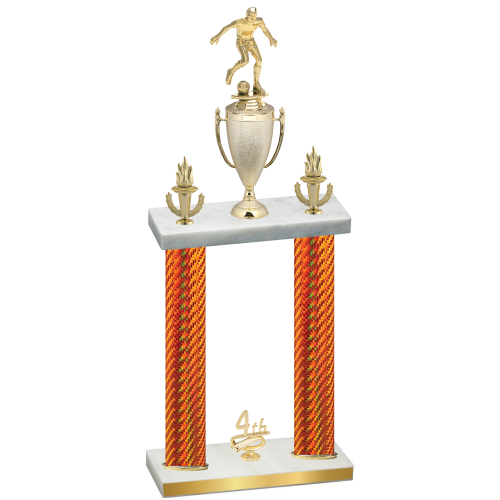 Double Orange Carbon Fiber Fourth Place Soccer Trophy