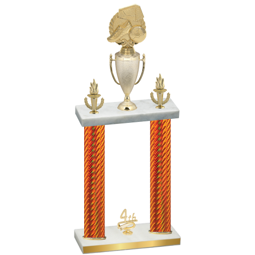 Double Orange Carbon Fiber Fourth Place Soccer Trophy