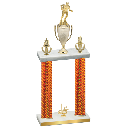 Double Orange Carbon Fiber First Place Rugby Trophy