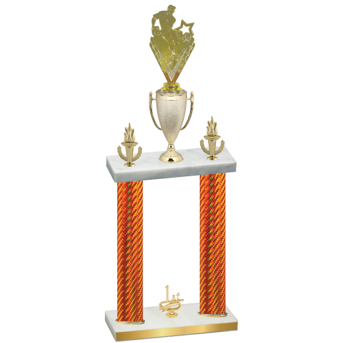 Double Orange Carbon Fiber First Place Rugby Trophy