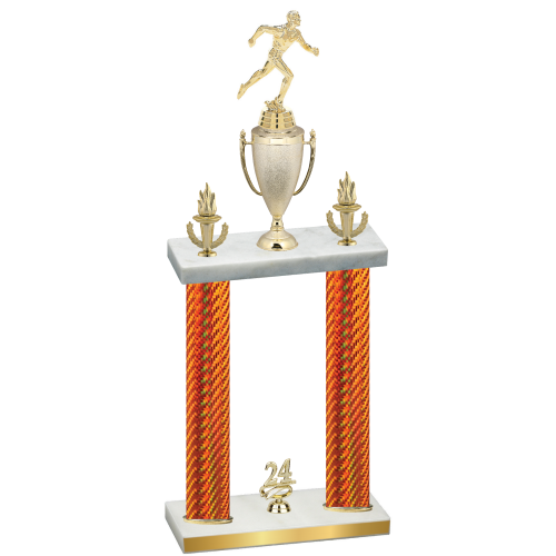 Double Orange Carbon Fiber Year Running Trophy
