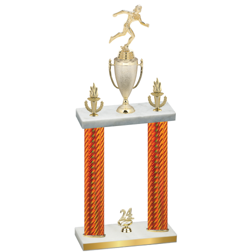Double Orange Carbon Fiber Year Running Trophy