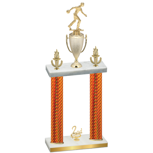Double Orange Carbon Fiber Second Place Bowling Trophy