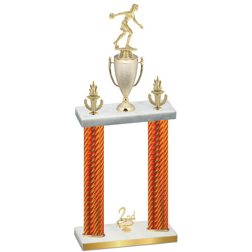 Double Orange Carbon Fiber Second Place Bowling Trophy