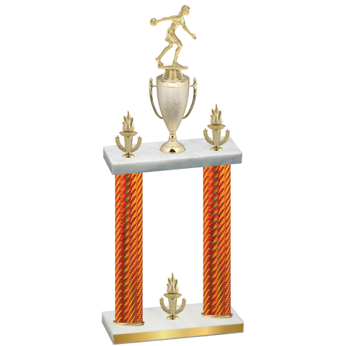 Double Orange Carbon Fiber Victory Bowling Trophy