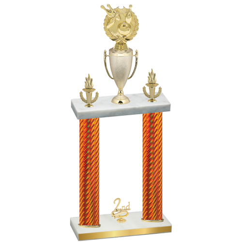 Double Orange Carbon Fiber Second Place Bowling Trophy