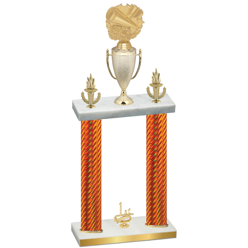 Double Orange Carbon Fiber First Place Cheerleading Trophy