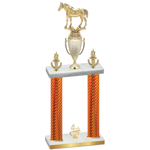 Double Orange Carbon Fiber Fourth Place Horses Trophy