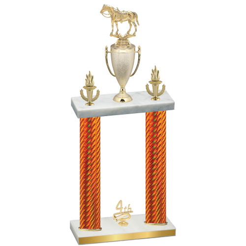 Double Orange Carbon Fiber Fourth Place Horses Trophy