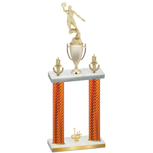 Double Orange Carbon Fiber First Place Basketball Trophy