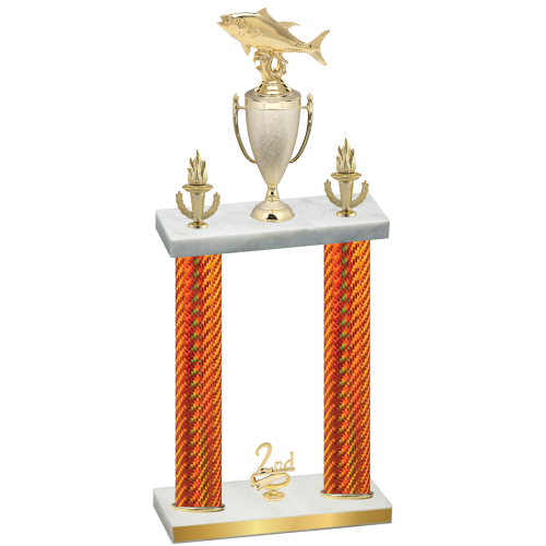 Double Orange Carbon Fiber Second Place Fishing Trophy