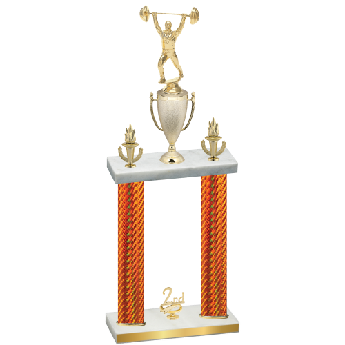 Double Orange Carbon Fiber Second Place Weights Trophy