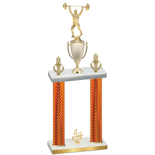 Double Orange Carbon Fiber Fourth Place Weights Trophy