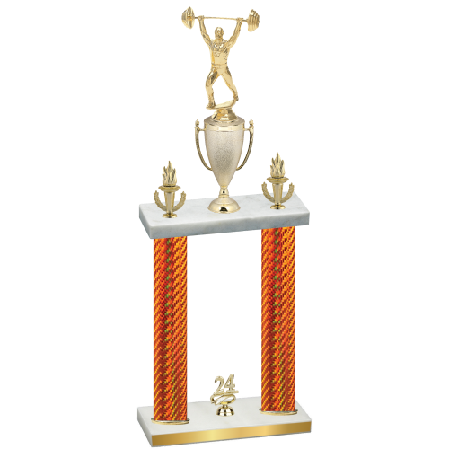 Double Orange Carbon Fiber Year Weights Trophy