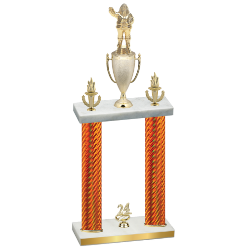 Double Orange Carbon Fiber Year Holiday Trophy