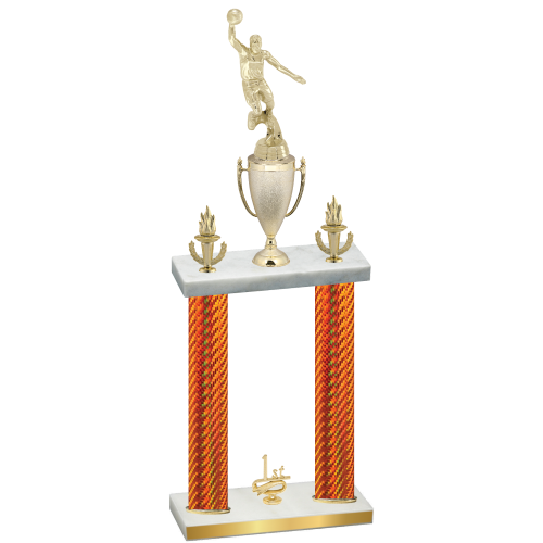 Double Orange Carbon Fiber First Place Basketball Trophy