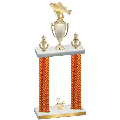 Double Orange Carbon Fiber Second Place Fishing Trophy