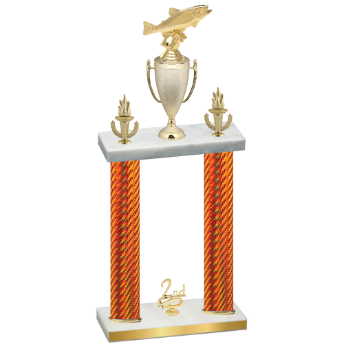 Double Orange Carbon Fiber Second Place Fishing Trophy