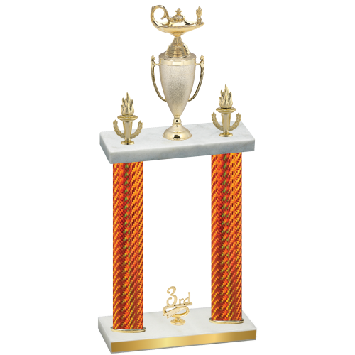 Double Orange Carbon Fiber Third Place Academics Trophy