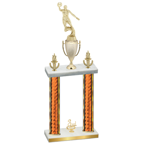 Double Orange Glacier Third Place Basketball Trophy