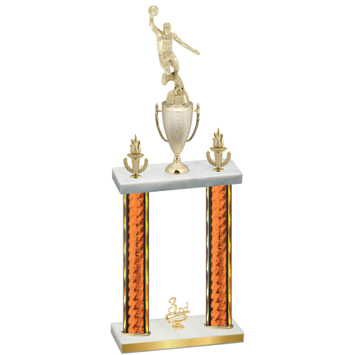 Double Orange Glacier Third Place Basketball Trophy