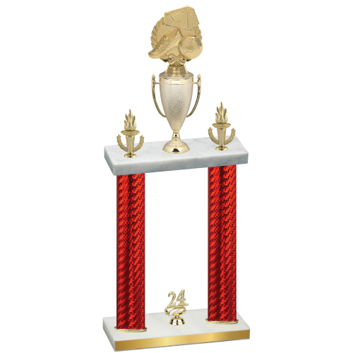 Double Red Carbon Fiber Year Soccer Trophy