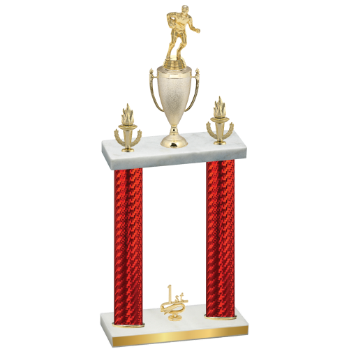 Double Red Carbon Fiber First Place Rugby Trophy
