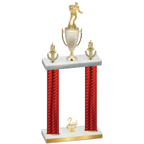 Double Red Carbon Fiber Second Place Rugby Trophy