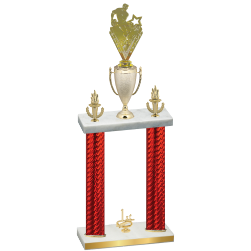 Double Red Carbon Fiber First Place Rugby Trophy