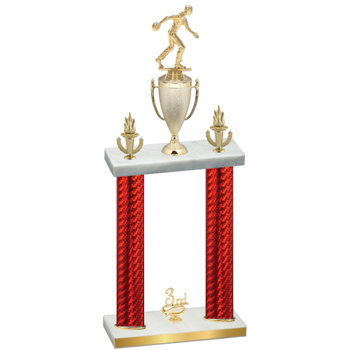 Double Red Carbon Fiber Third Place Bowling Trophy