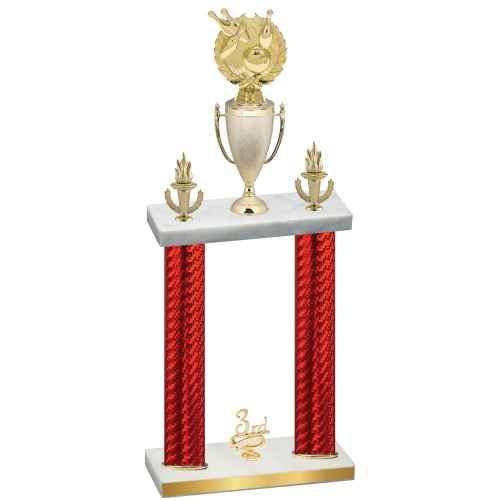 Double Red Carbon Fiber Third Place Bowling Trophy