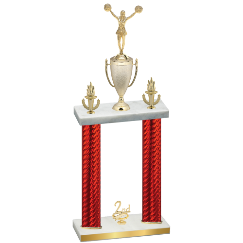 Double Red Carbon Fiber Second Place Cheerleading Trophy