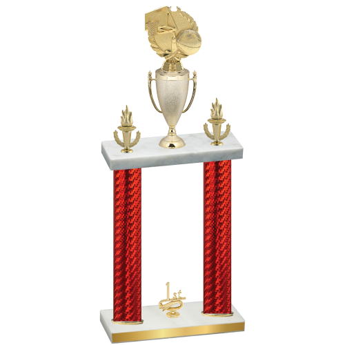 Double Red Carbon Fiber First Place Basketball Trophy